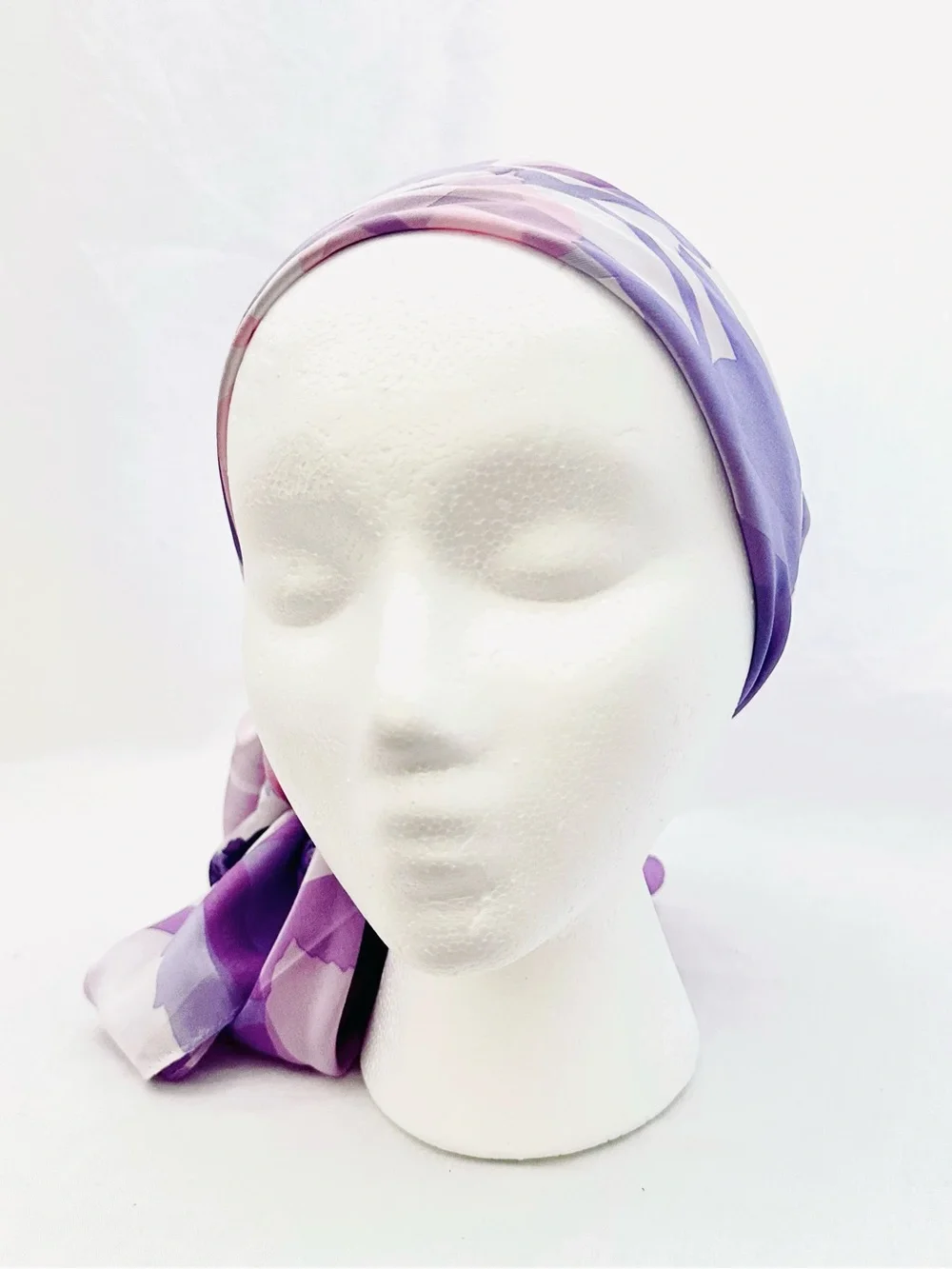 Borsalino Silk Scarf in Lilac Purple Floral Print 34” x 34” Vintage